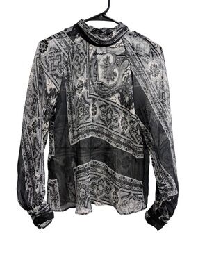 Mango Paisley Print Semi-transparent Blouse, size XS